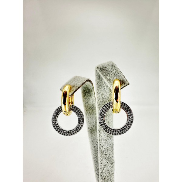 Gold Taşlı Sallantılı Halka 